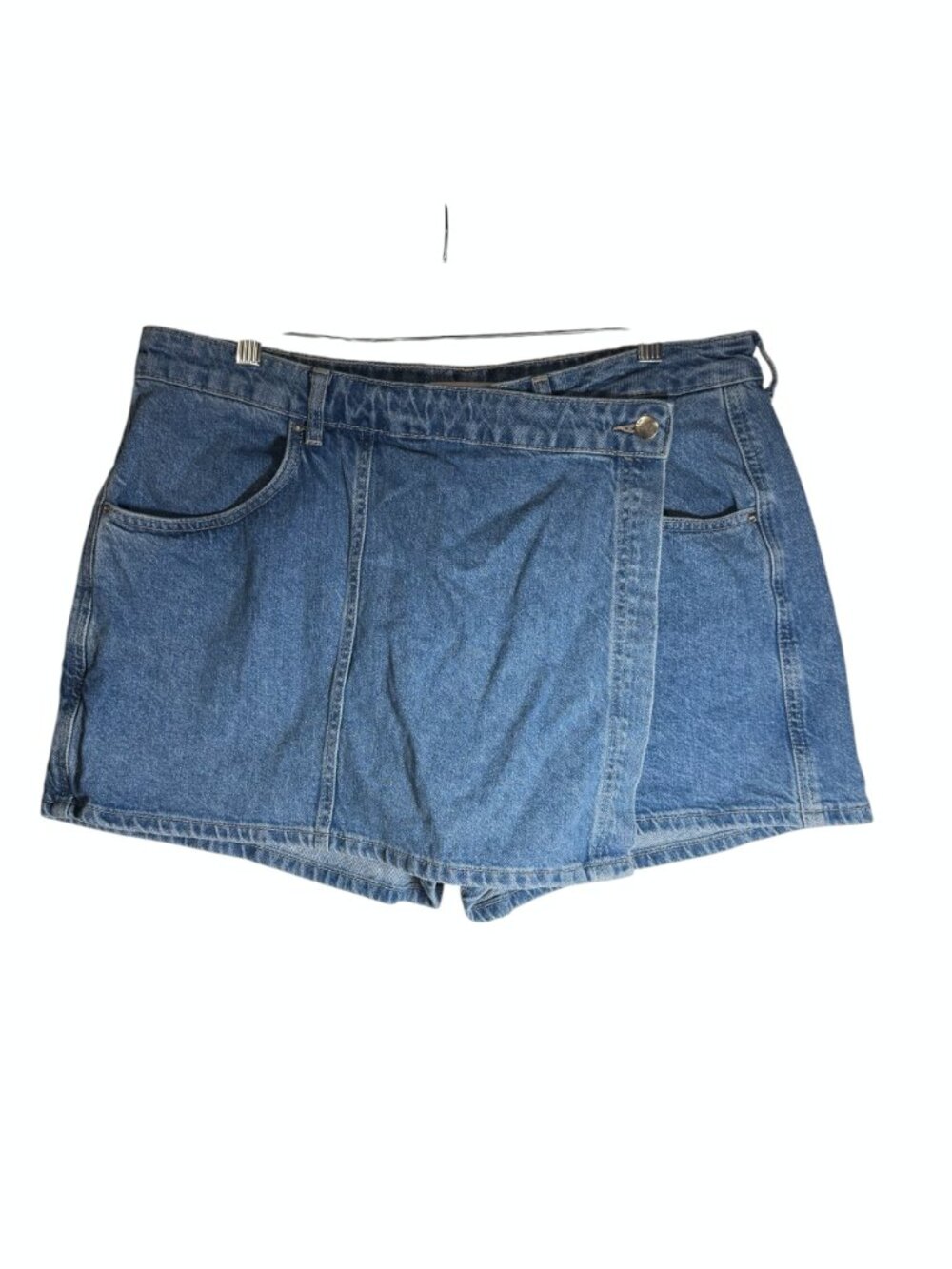 Zara Wrap Denim Skort Blue Wash Size XL Jean Skort Panels Spring Cotton